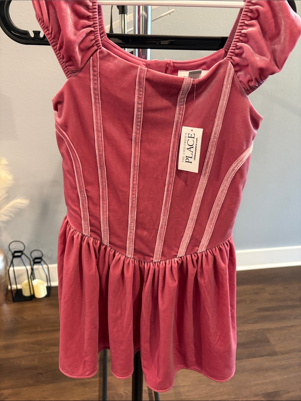 The Children's Place Dusty Rose Velvet-Style Corset Dress